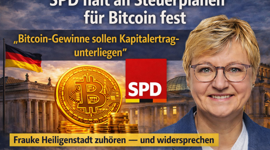 SPD hält an Steuerplänen für Bitcoin fest. Frauke Heiligenstadt (SPD) sagt: Bitcoin Gewinne sollen Kapitalertrag unterliegen.
